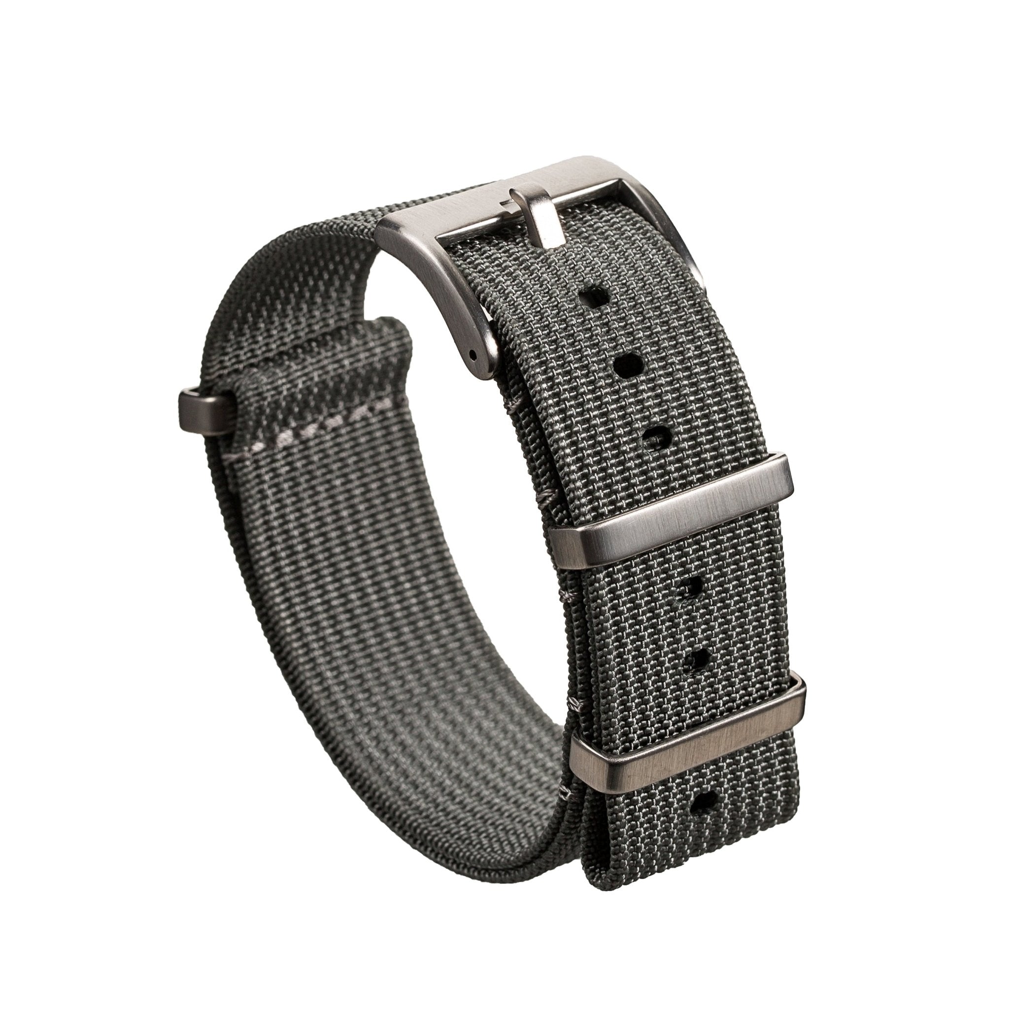 Grey Ribbed Ballistic Nylon Watch Strap 20mm 22mm