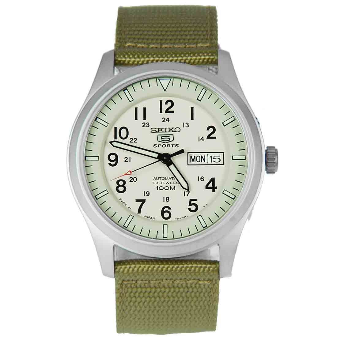 Seiko 5 Military SNZG07J1 SNZG07 SNZG07J Cream Nylon Watch