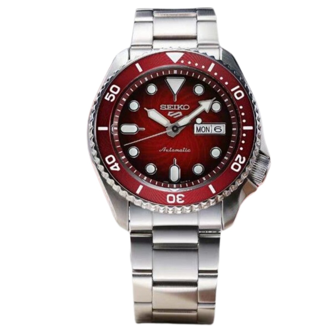 Red dial seiko 5 on sale