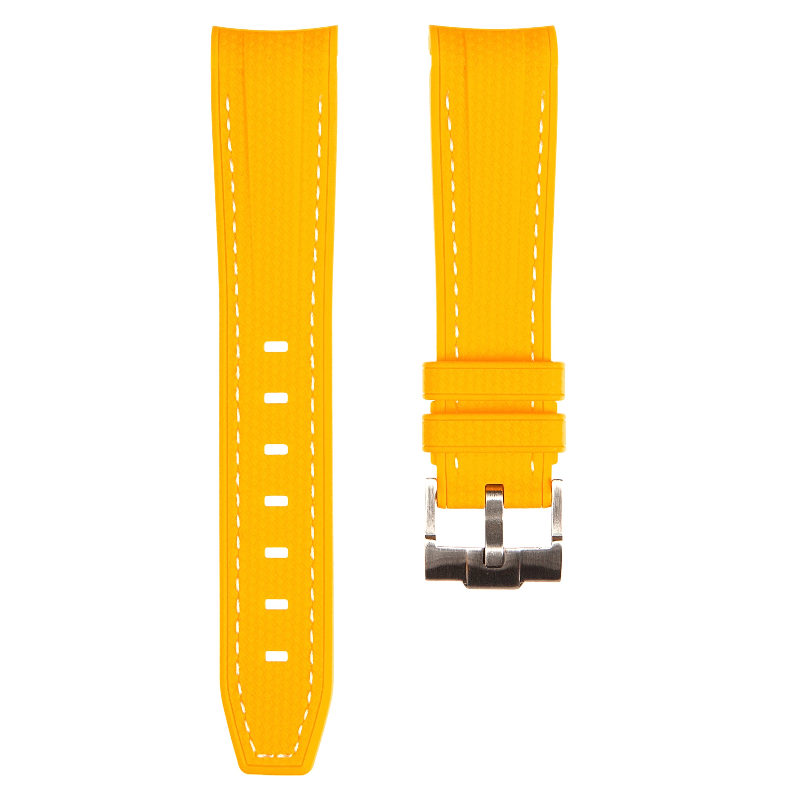 Textured Curved End Rubber Strap For Rolex Submariner 40mm - Yellow (2405)