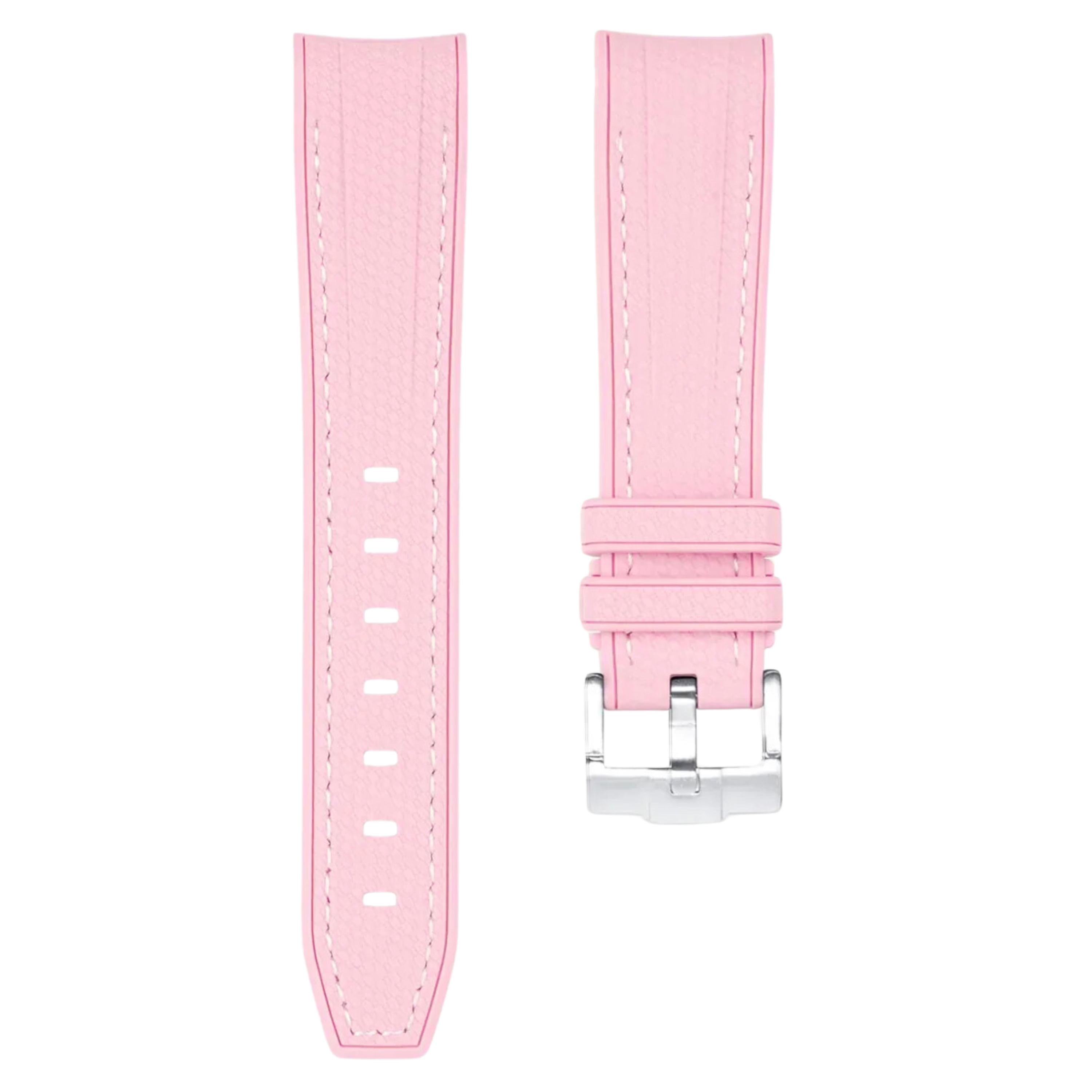 Textured Curved End Rubber Strap - Light Pink (2405)