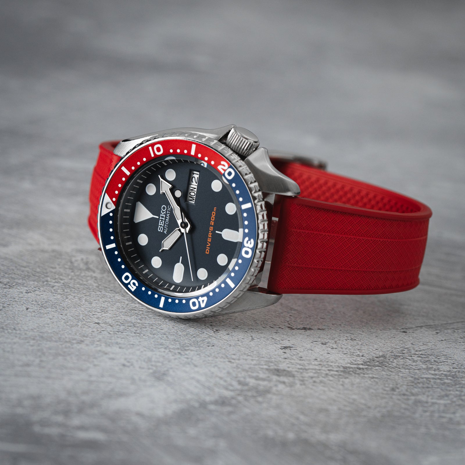 Grid FKM Rubber Strap - Quick-Release - Compatible with Blancpain x Swatch - Bright Red (2412)