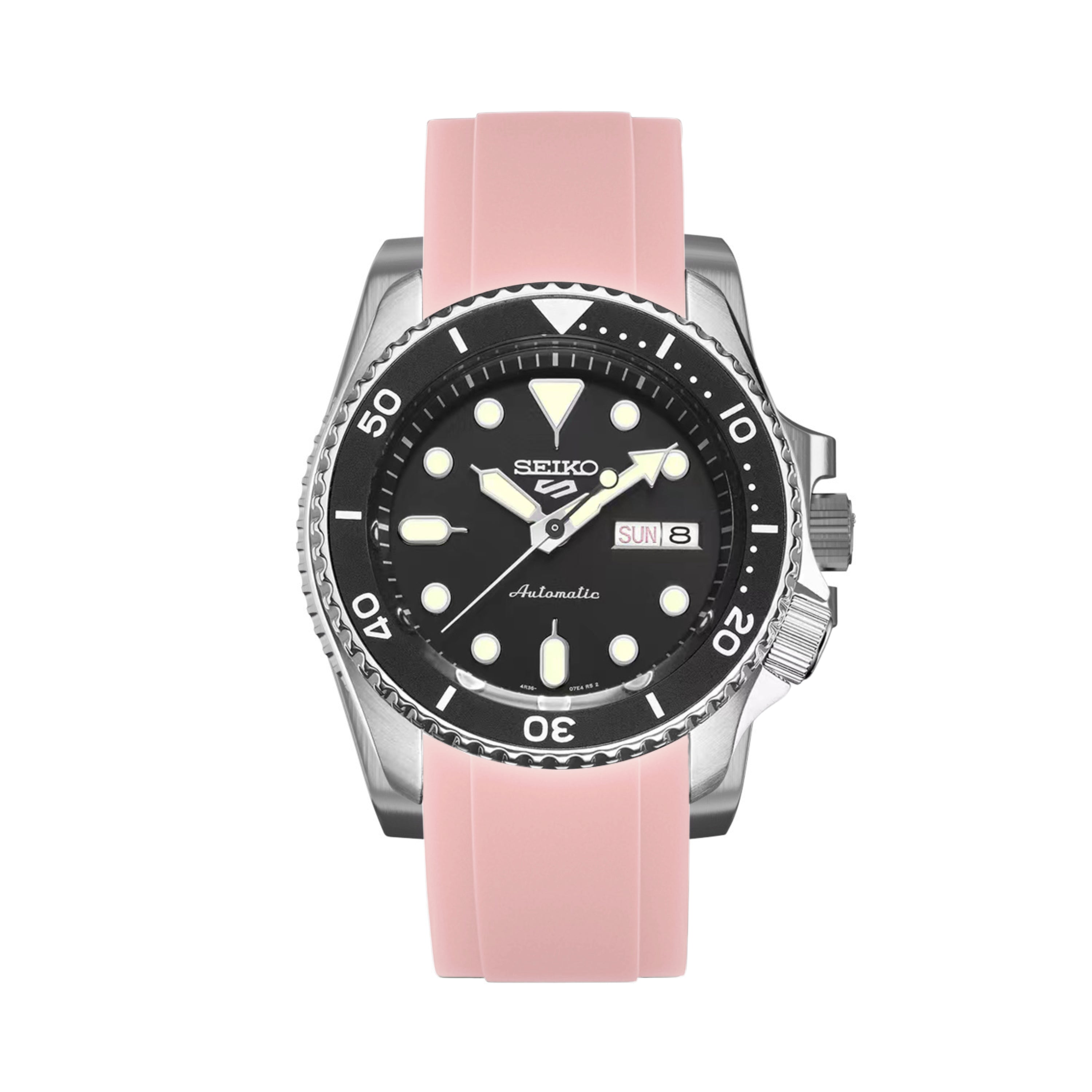 Curved End Rubber Strap for Seiko SKX - Light Pink (2418)