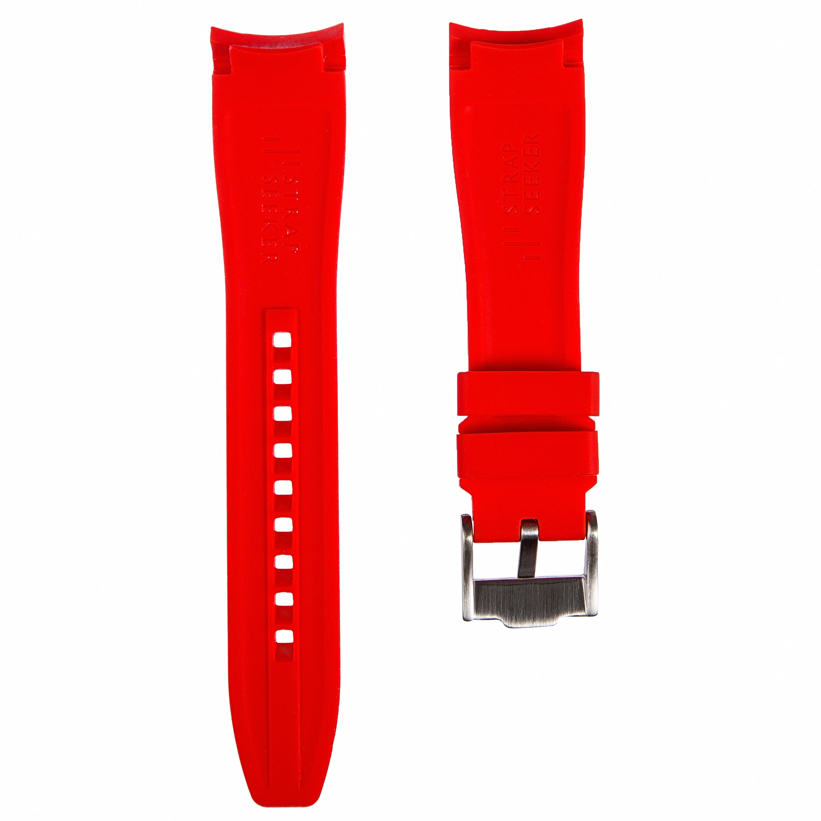 Curved End Rubber Strap for Seiko SKX - Red (2418)