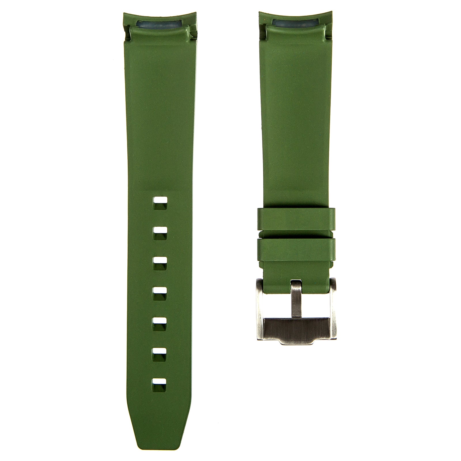 Curved End FKM Rubber Strap for Rolex GMT Master I & II Sprite - Army Green (2421)