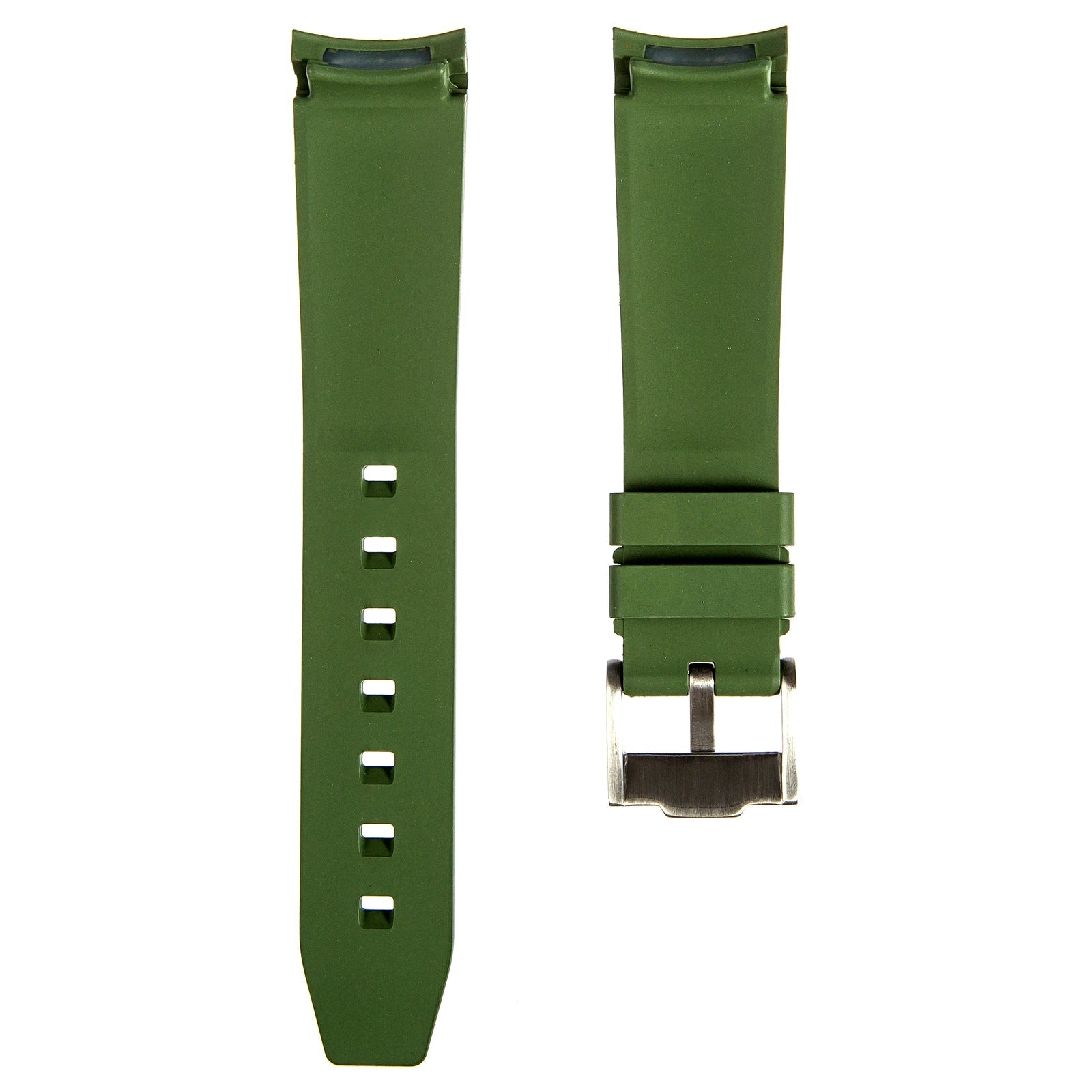 Forge Curved End FKM Rubber Strap For Rolex Explorer 39mm - Army Green (2421)