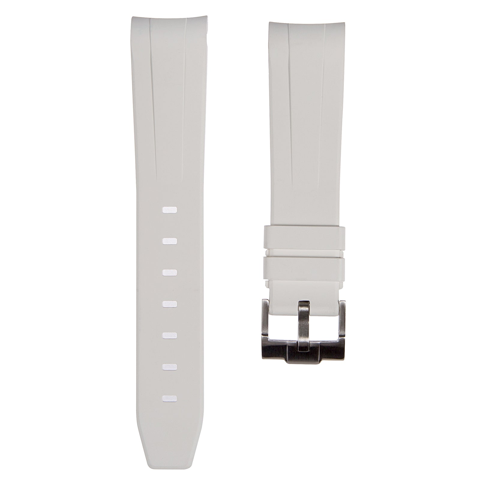 Forge Curved End FKM Rubber Strap For Rolex Day-Date - White (2421)