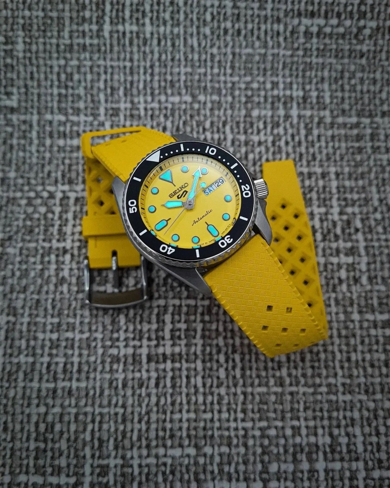 Calypso Tropical Style FKM Rubber Strap- Quick-Release-Compatible with Omega x Swatch - Yellow (2422)