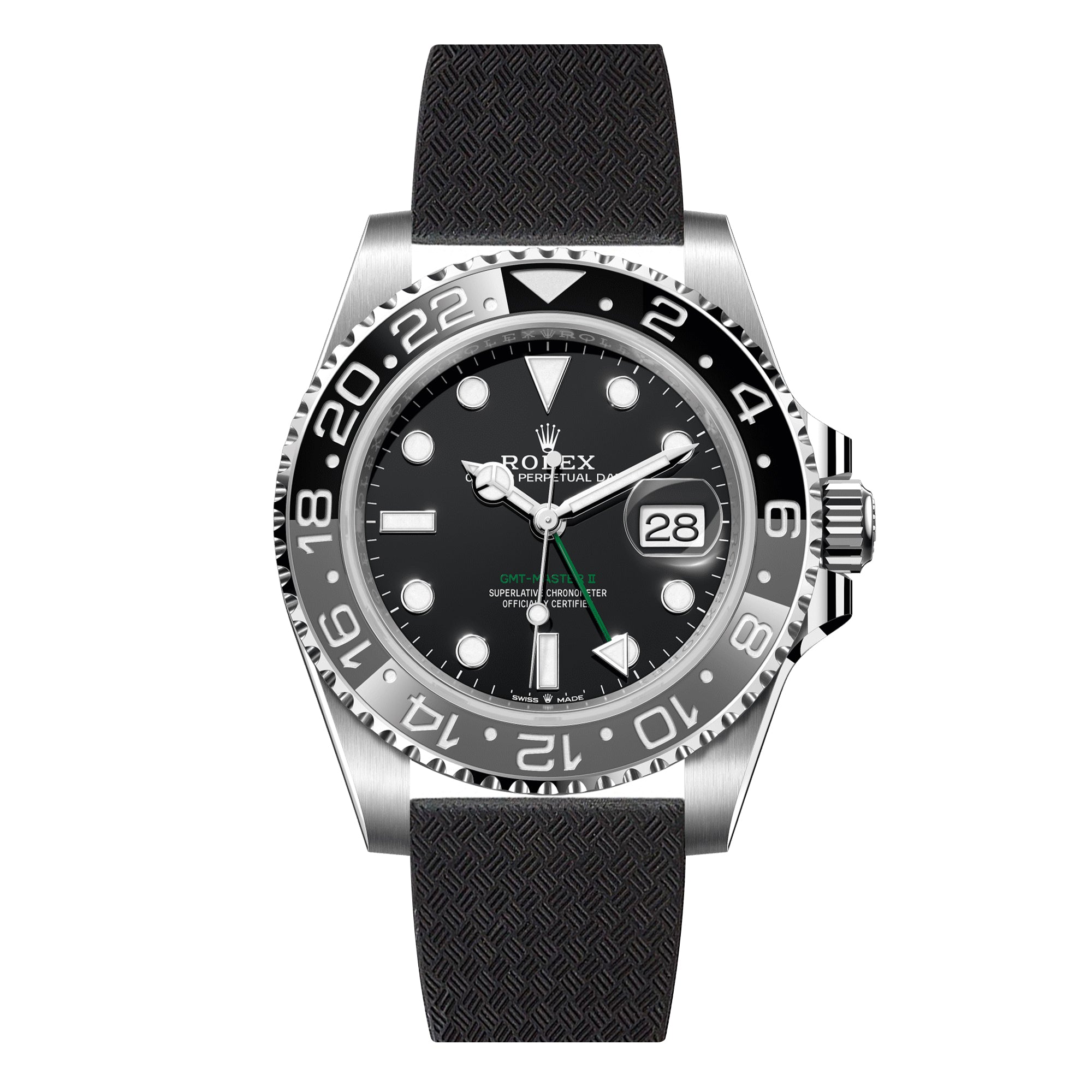 Tropical CTS Cut-to-Size FKM Rubber Strap for Rolex GMT Master I & II - Quick Release - Black (2435)