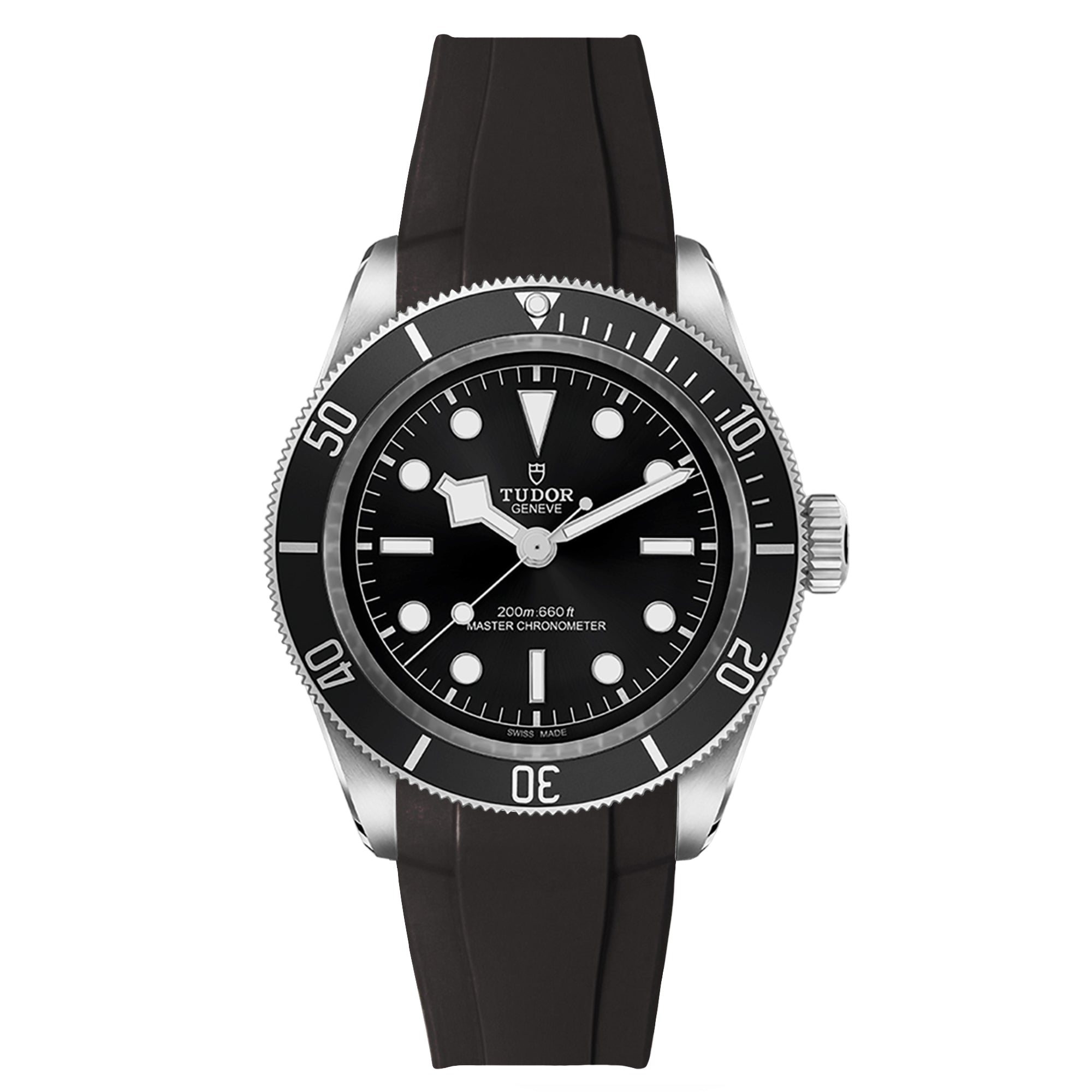 Integrated Curved End FKM Rubber Strap for Tudor Black Bay GMT - Black (2436)