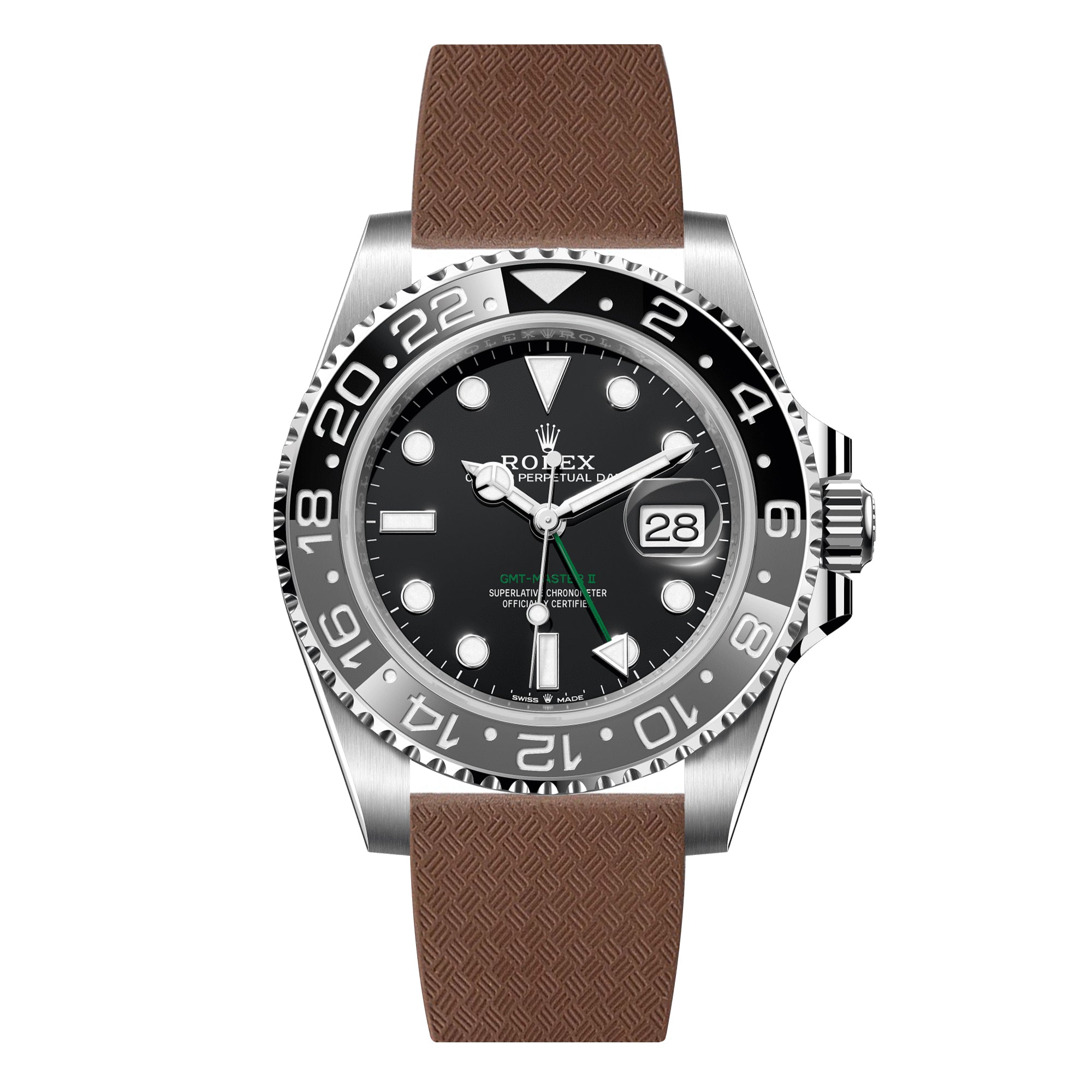 Tropical CTS Cut-to-Size FKM Rubber Strap for Rolex GMT Master I & II - Quick Release - Brown (2435)