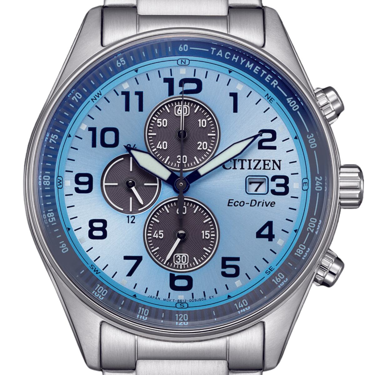 Citizen CA0770-72M CA0770 CA0770-72 Eco-Drive Chronograph Light Blue Dial Watch