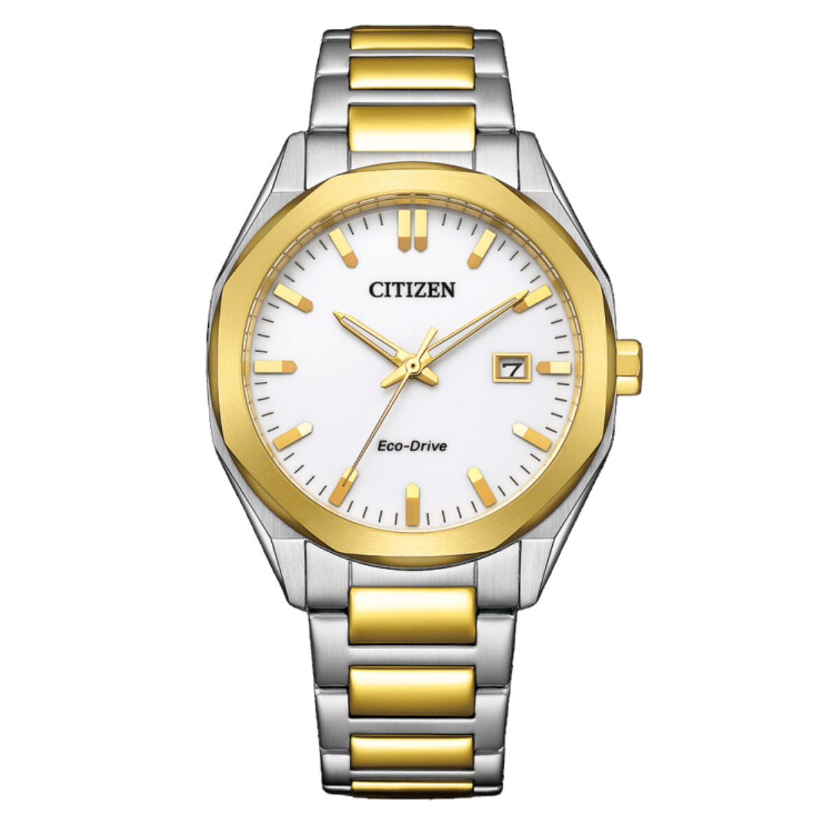 Citizen Collection BM7624-82A BM7624 BM7624-82 Eco-Drive Two Tone White Dial Watch