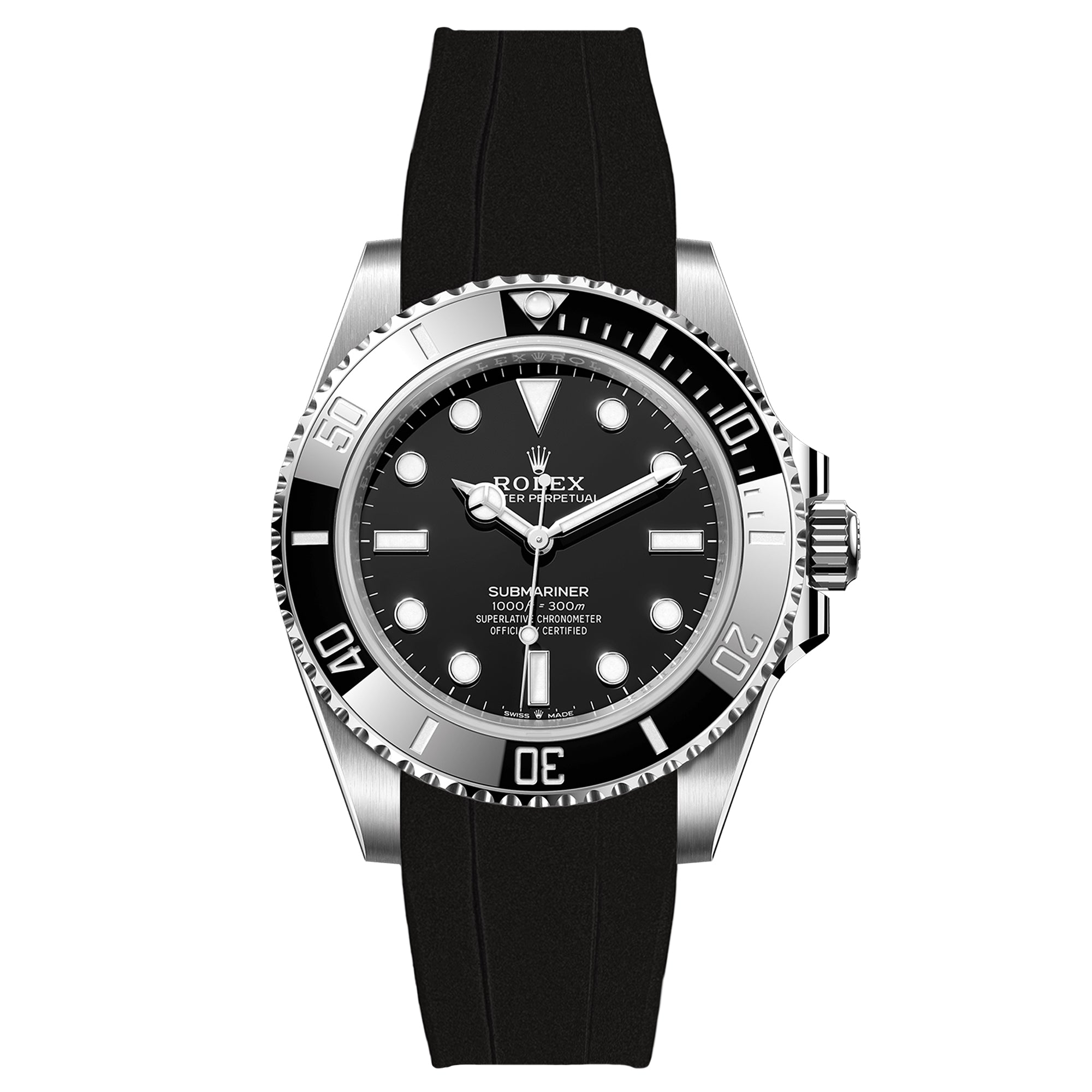 Forge Curved End FKM Rubber Strap – Compatible with Rolex Submariner – Black (2421)