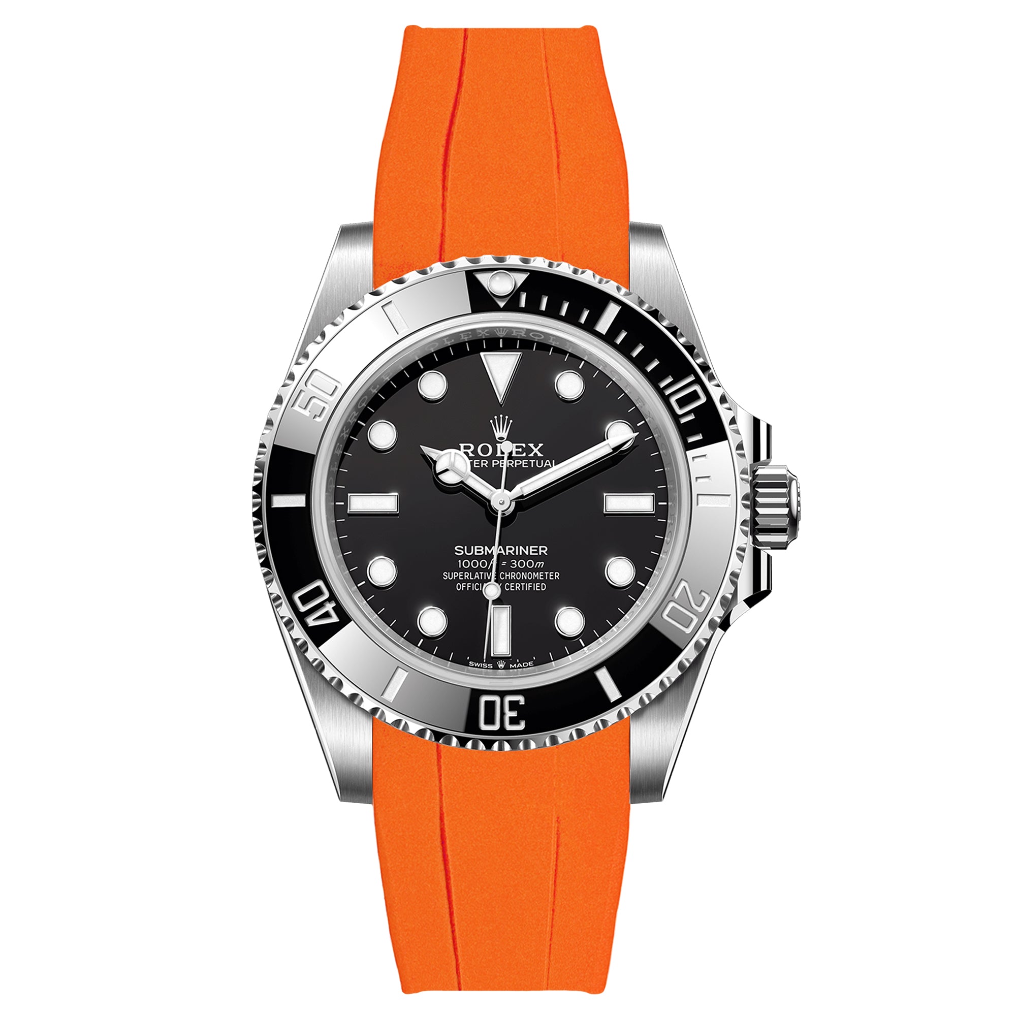 Curved End Strap for Rolex Submarine Orange