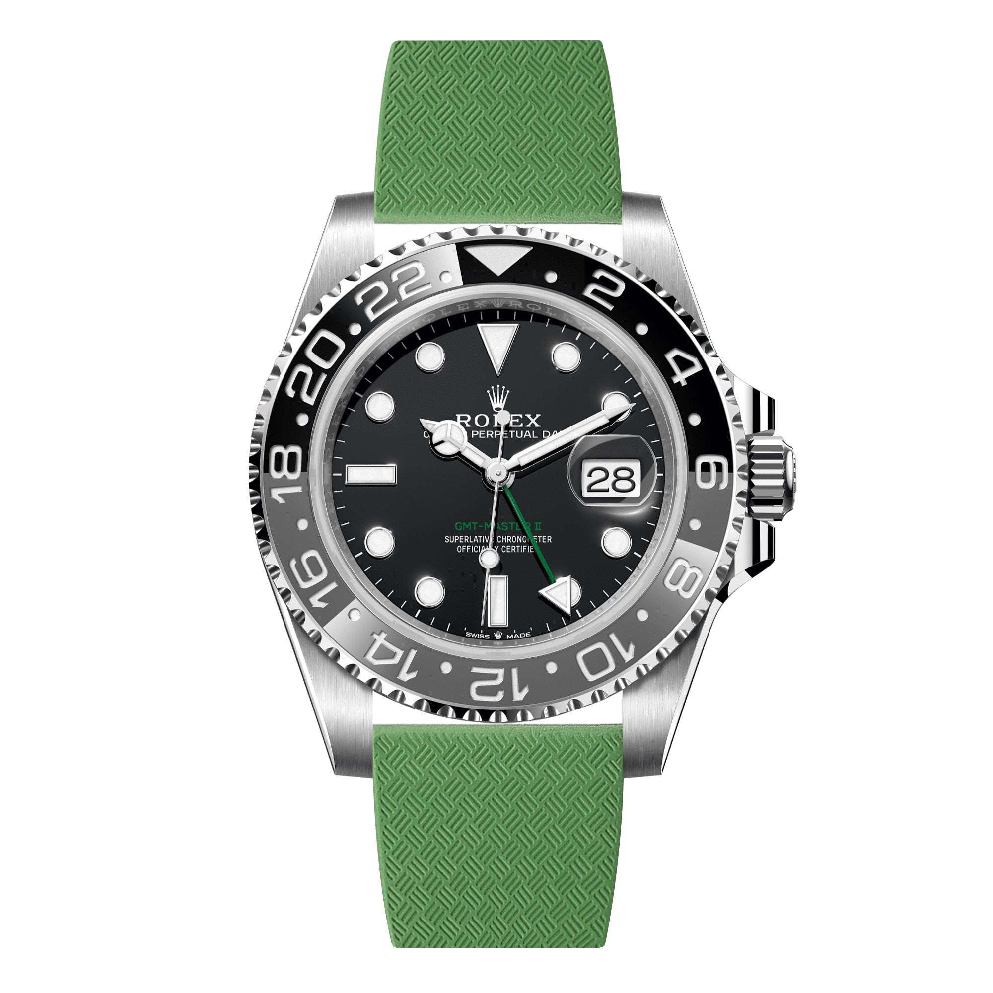 Tropical CTS Cut-to-Size FKM Rubber Strap for Rolex GMT Master I & II - Quick Release - Green (2435)