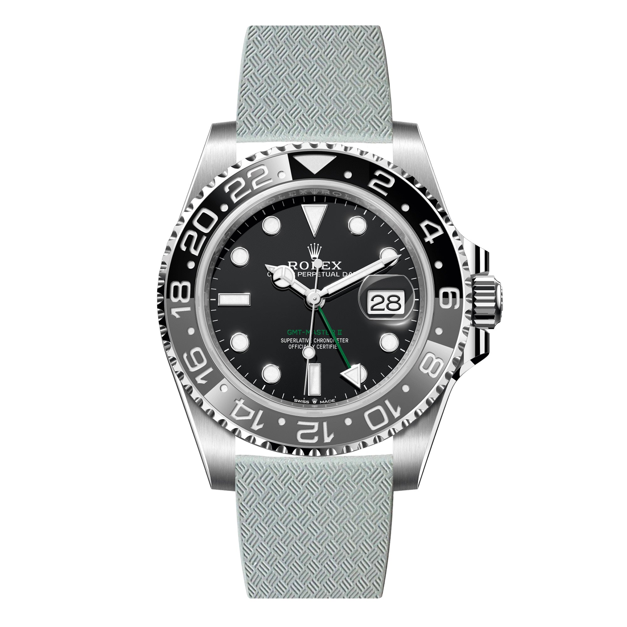 Tropical CTS Cut-to-Size FKM Rubber Strap for Rolex GMT Master I & II - Quick Release - Grey (2435)