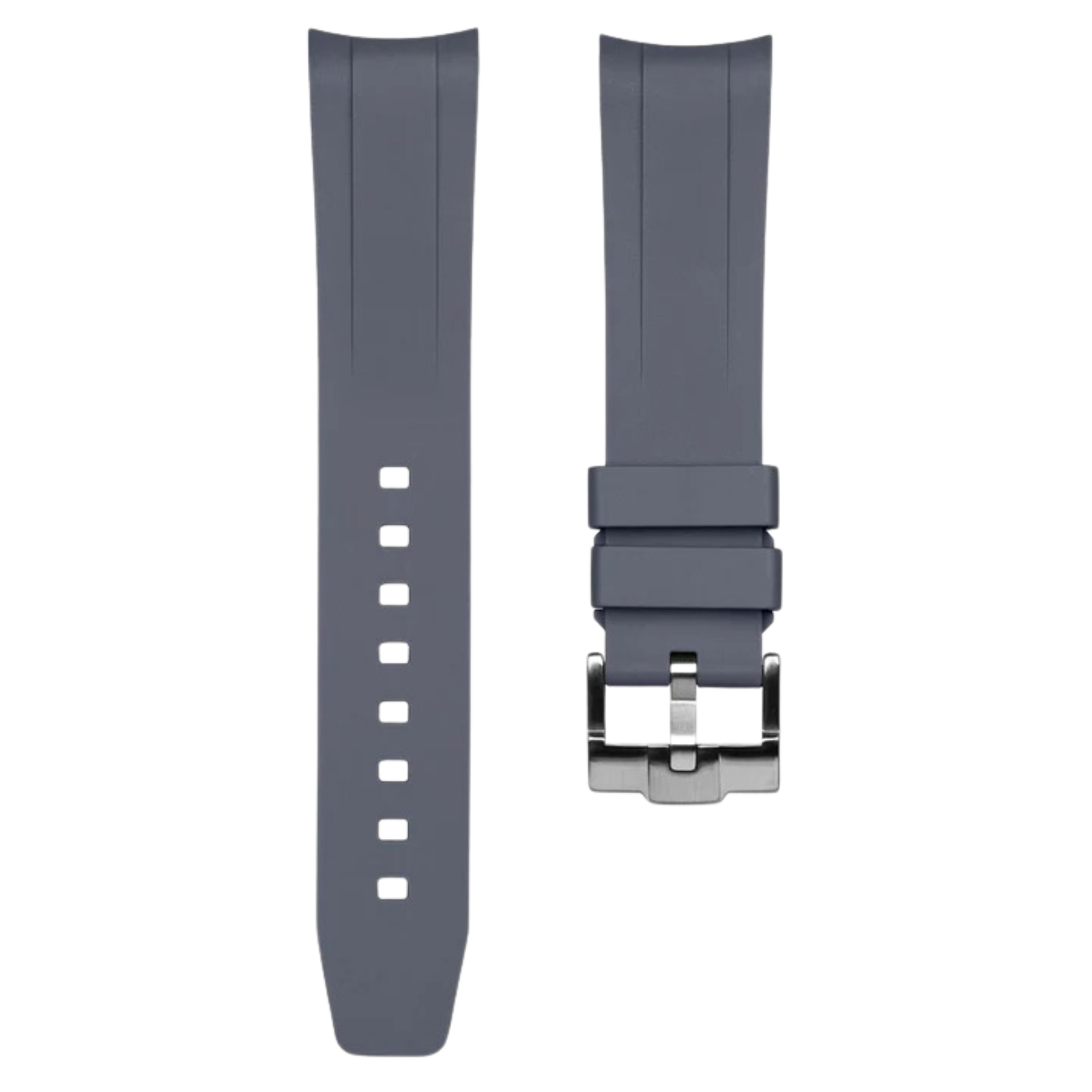 Integrated Curved End FKM Rubber Strap for Tudor Ranger - Grey (2440)