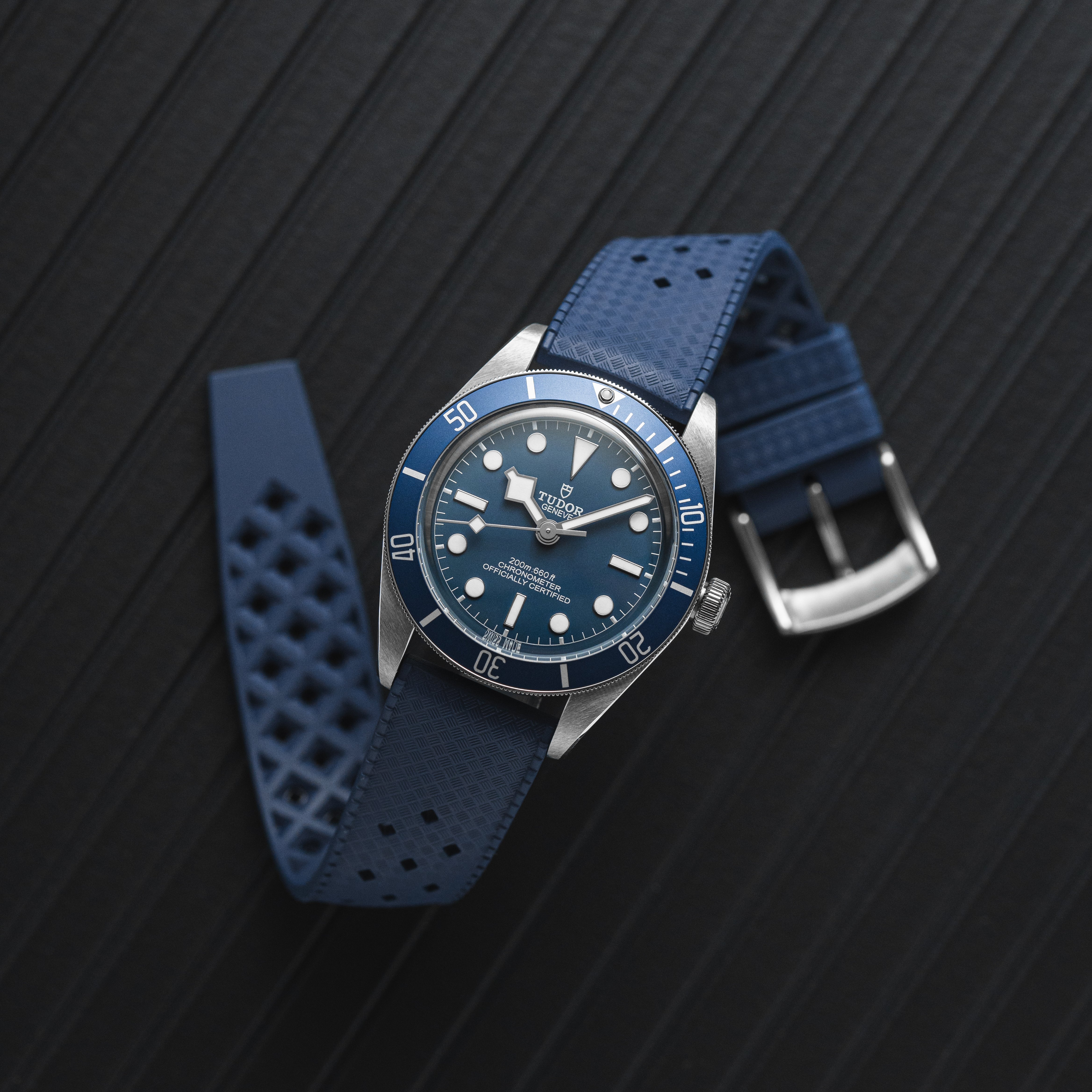 Calypso Tropical Style FKM Rubber Strap- Quick-Release-Compatible with Omega x Swatch - Navy (2422)