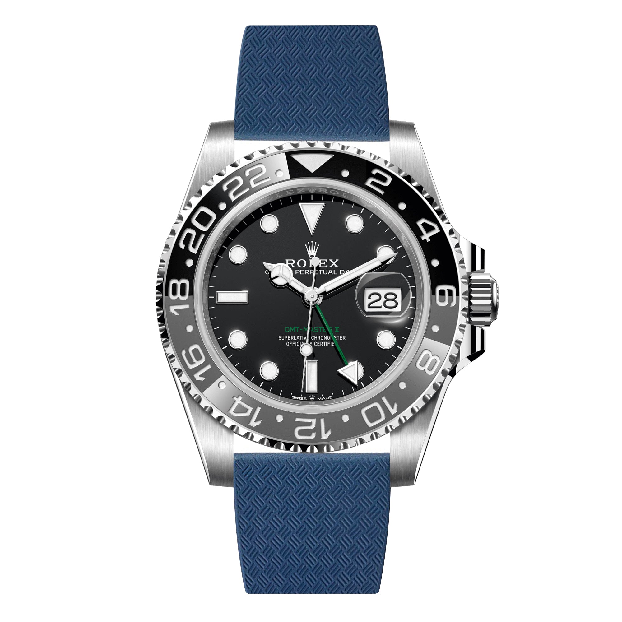 Tropical CTS Cut-to-Size FKM Rubber Strap for Rolex GMT Master I & II - Quick Release - Navy (2435)