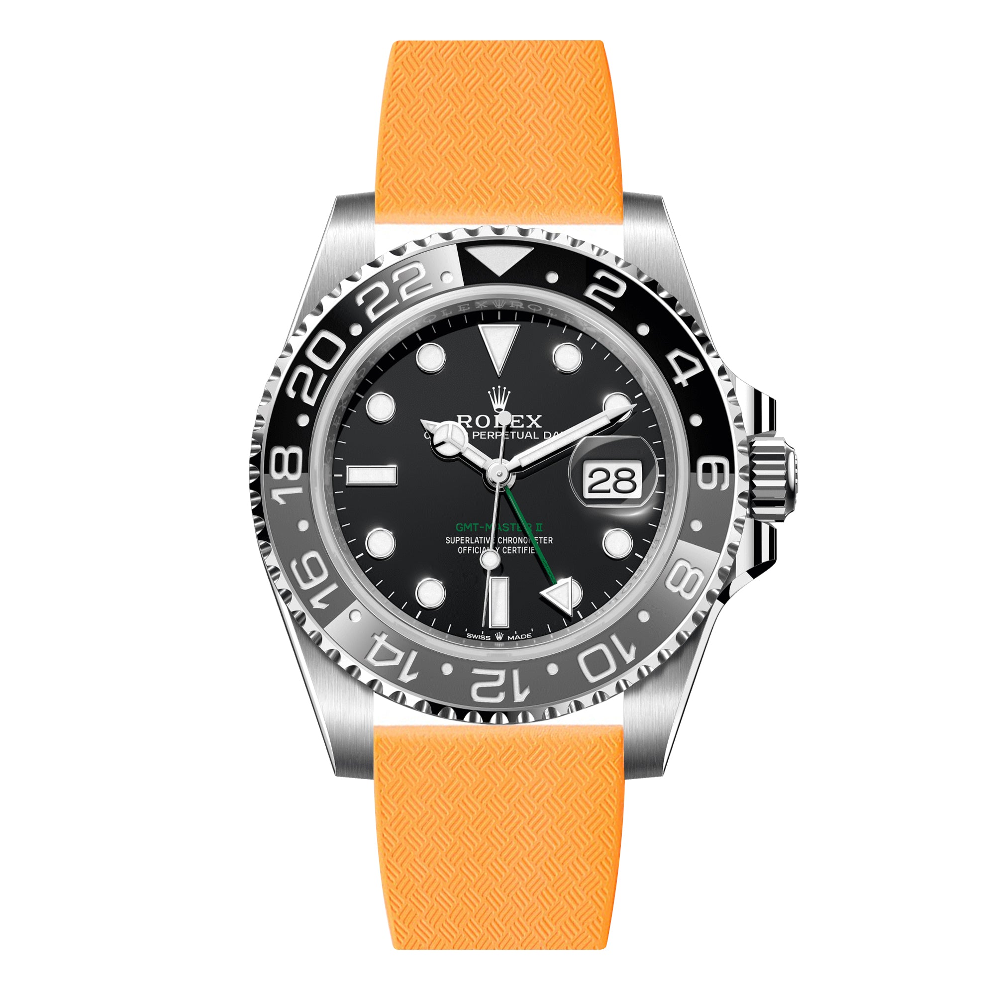 Tropical CTS Cut-to-Size FKM Rubber Strap for Rolex GMT Master I & II - Quick Release - Orange (2435)