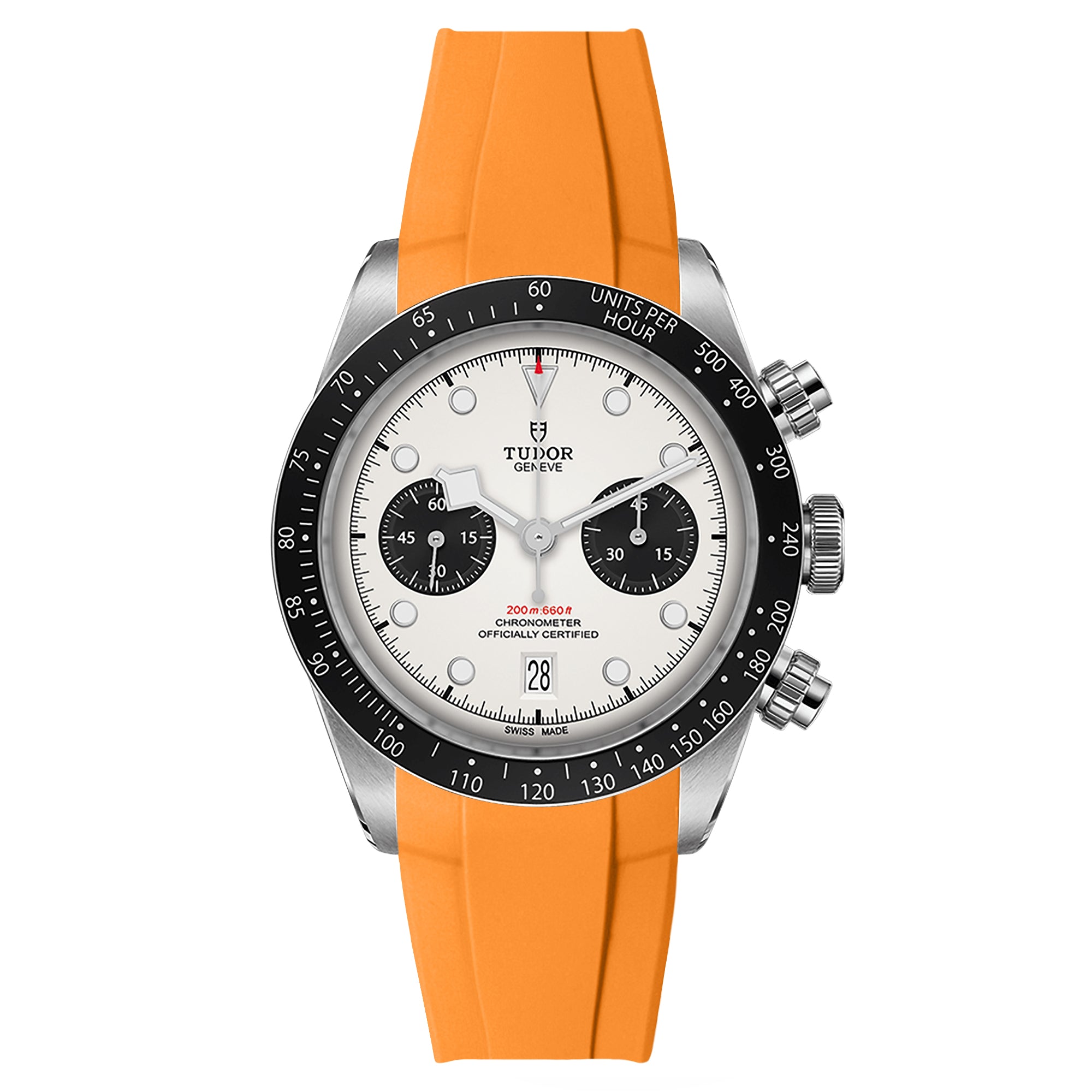 Integrated Curved End FKM Rubber Strap for Tudor Black Bay GMT - Orange (2436)