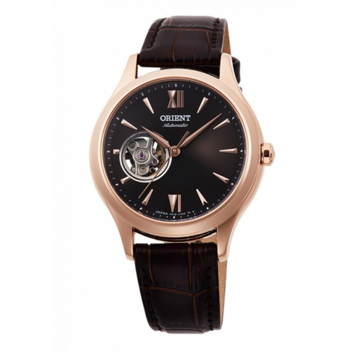 Orient Classic RN-AG0727Y Semi-Skeleton Leather Brown Dial Ladies Casual Watch