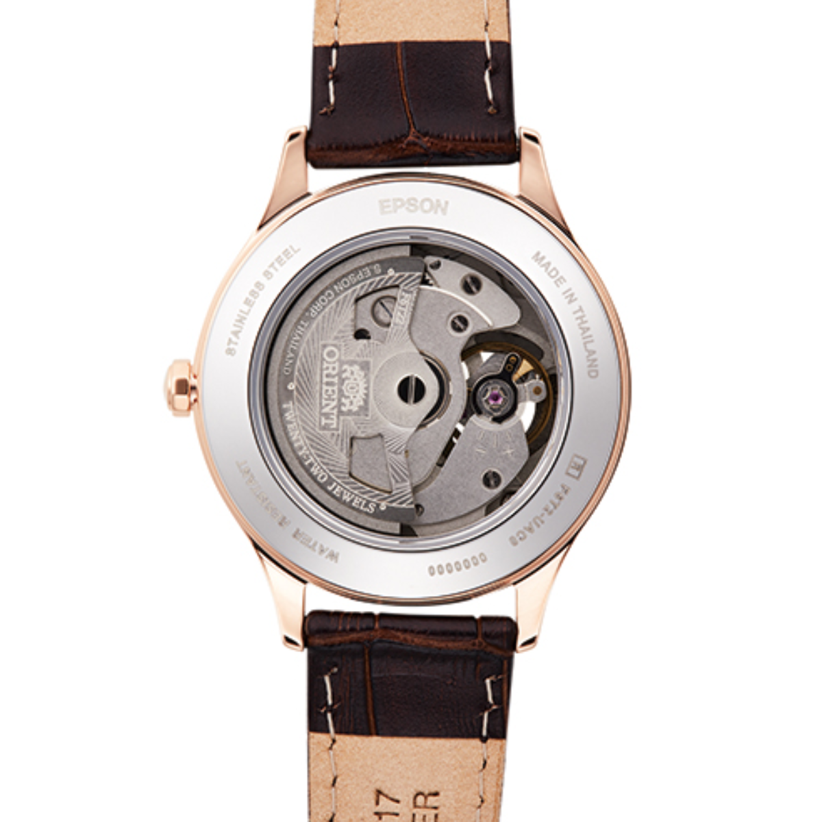 Orient Classic RN-AG0727Y Semi-Skeleton Leather Brown Dial Ladies Casual Watch