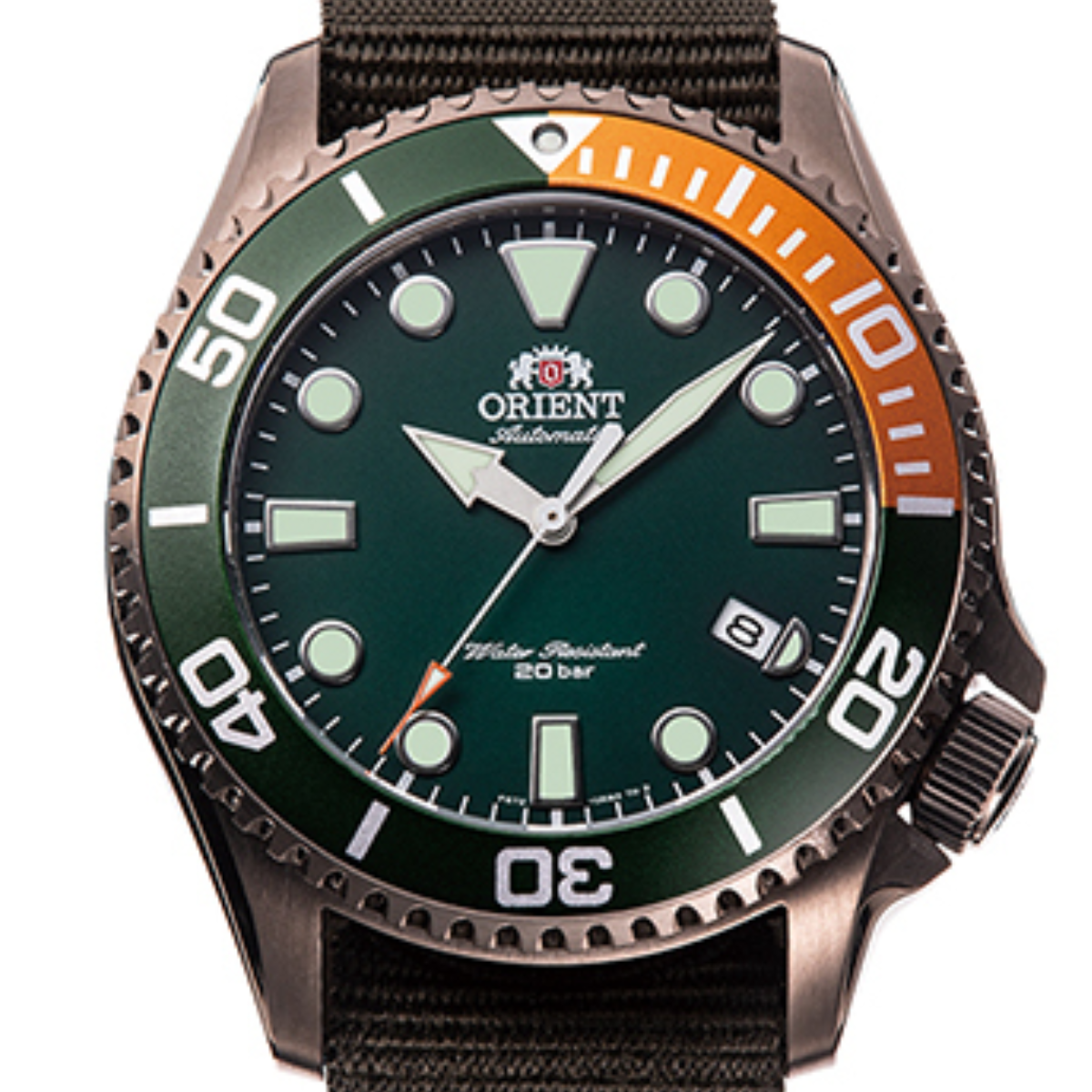 Orient Mako IV RA-AC0K04E RA-AC0K04E10B Green Dial Nylon Divers Watch