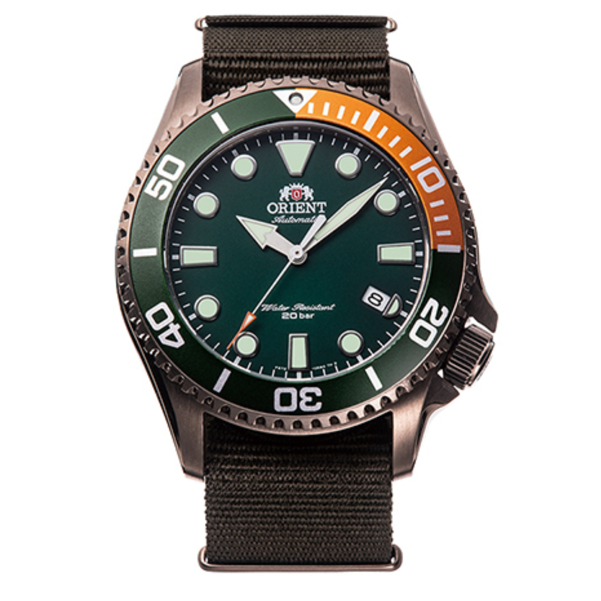 Orient Mako IV RA-AC0K04E RA-AC0K04E10B Green Dial Nylon Divers Watch