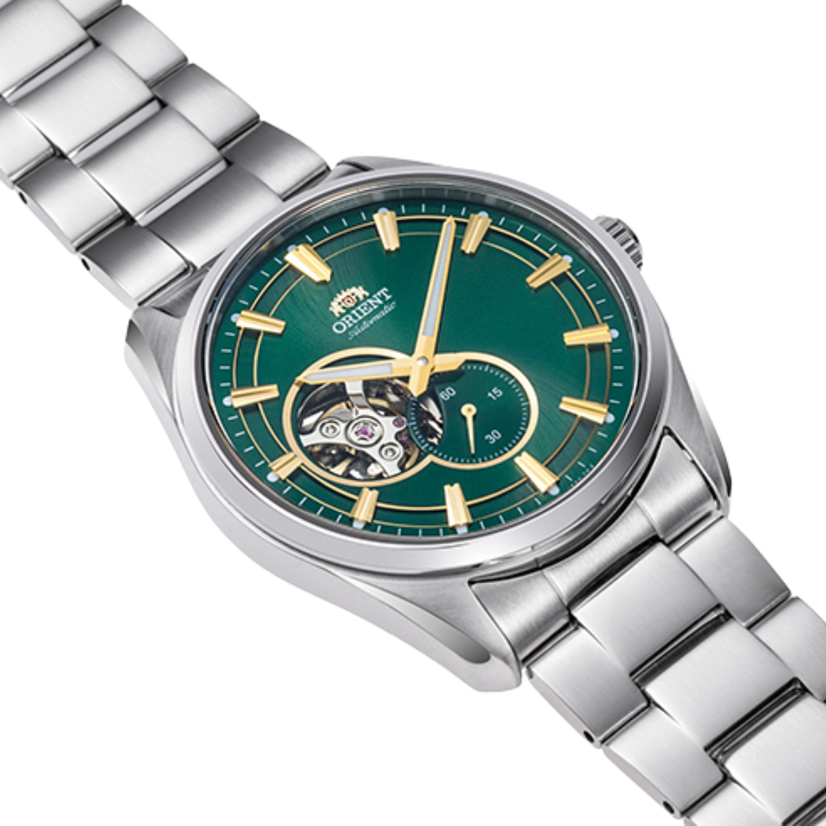 Orient RA-AR0008E Classic Contemporary Green Dial Semi Skeleton Automatic Watch