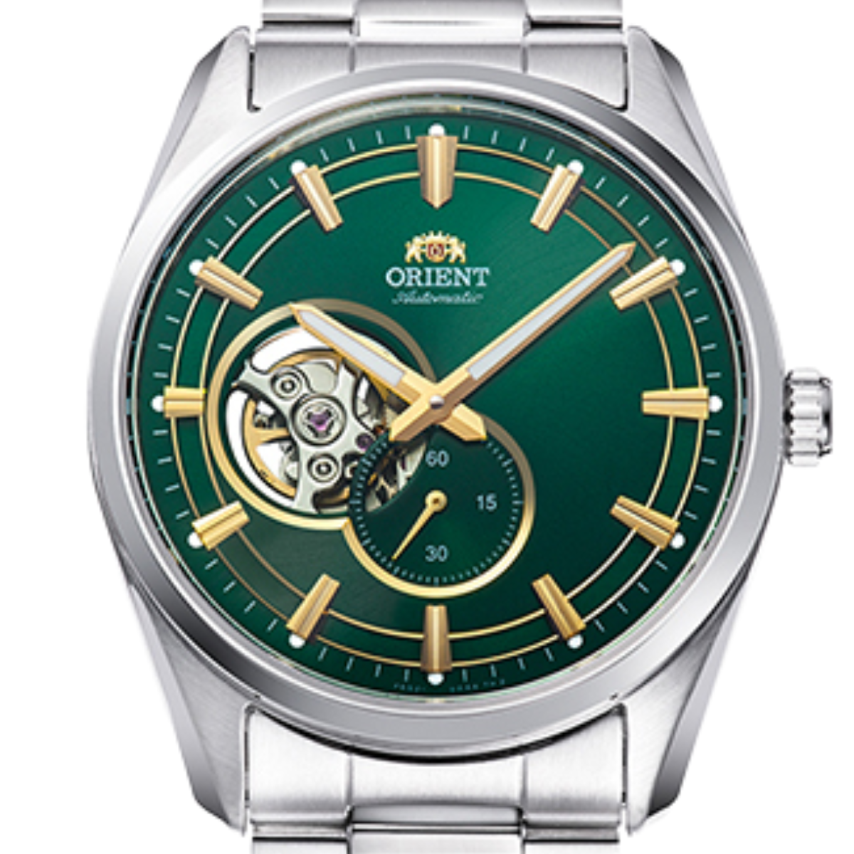 Orient RA-AR0008E Classic Contemporary Green Dial Semi Skeleton Automatic Watch