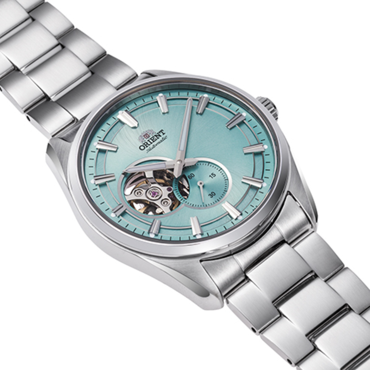 Orient RA-AR0009L Classic Contemporary Light Blue Open Heart Dial Automatic Watch