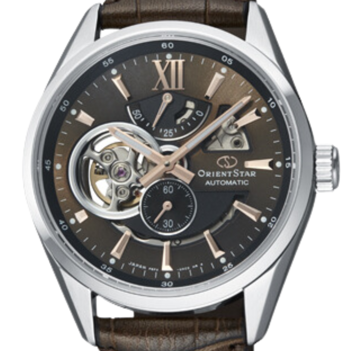 Orient Star RE-AV0006Y RE-AV0006Y00B Semi-Skeleton Automatic  Brown Dial Leather Watch