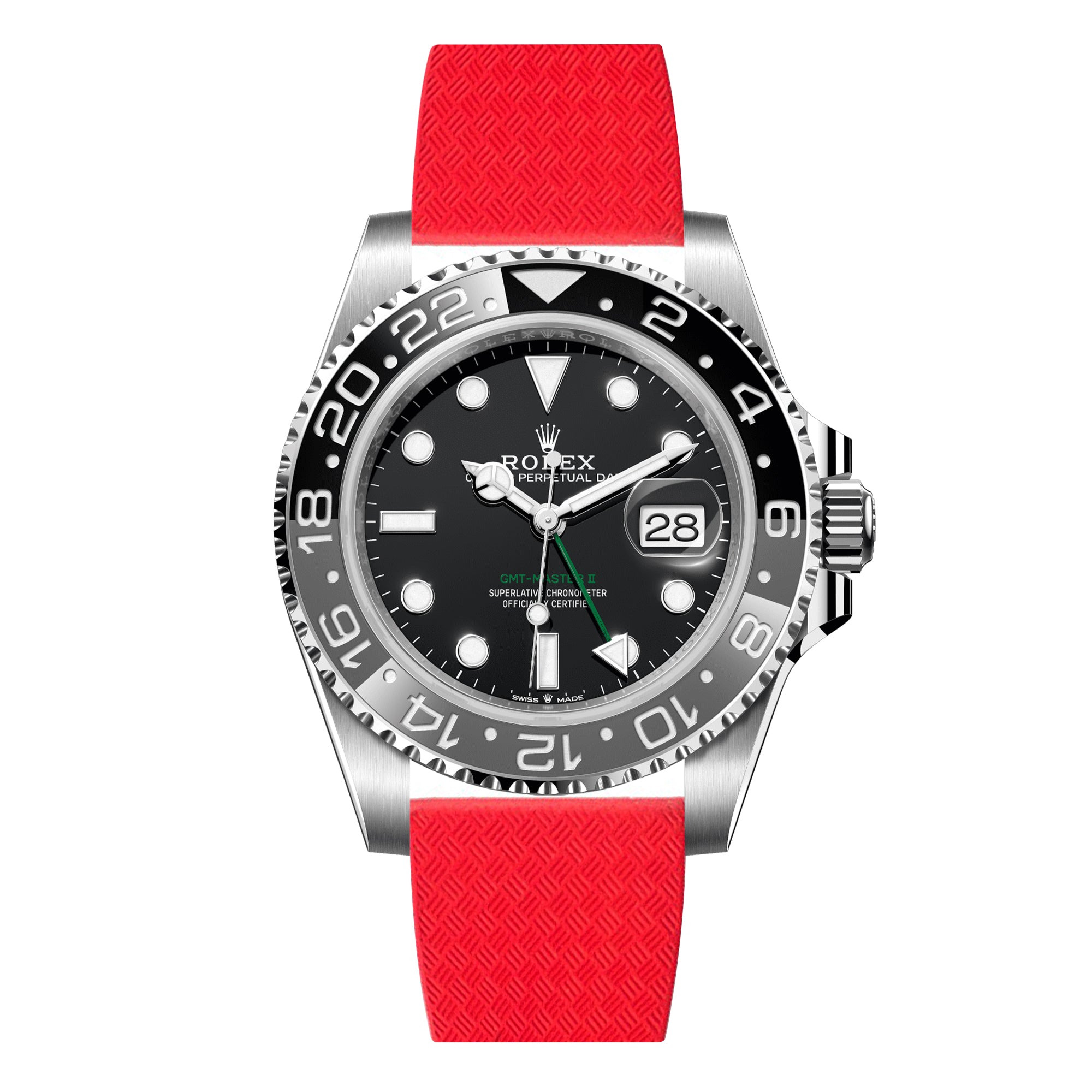 Tropical CTS Cut-to-Size FKM Rubber Strap for Rolex GMT Master I & II - Quick Release - Red (2435)