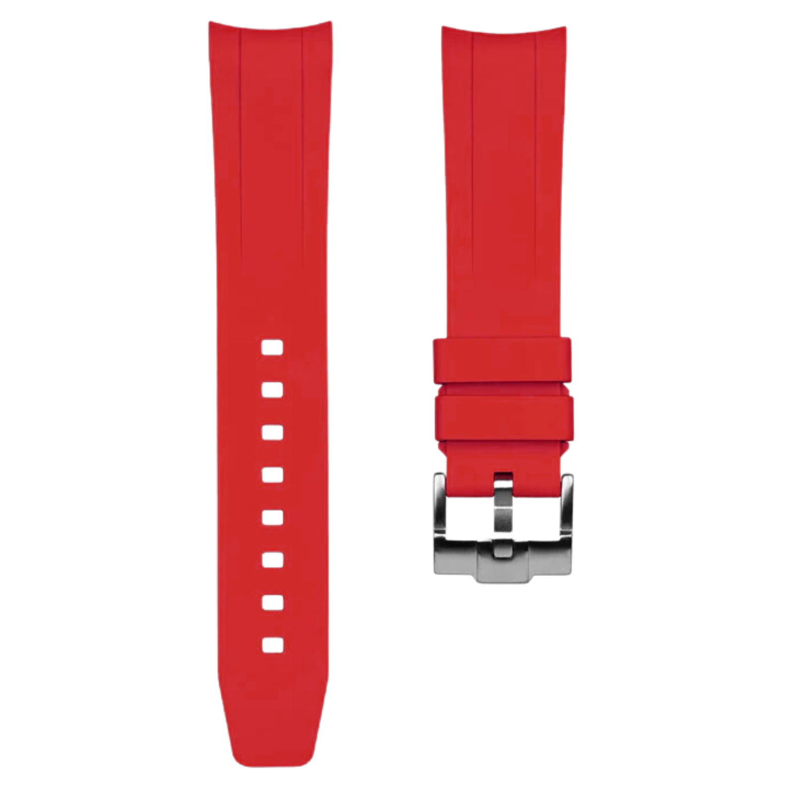 Integrated Curved End FKM Rubber Strap for Tudor Ranger - Red (2440)