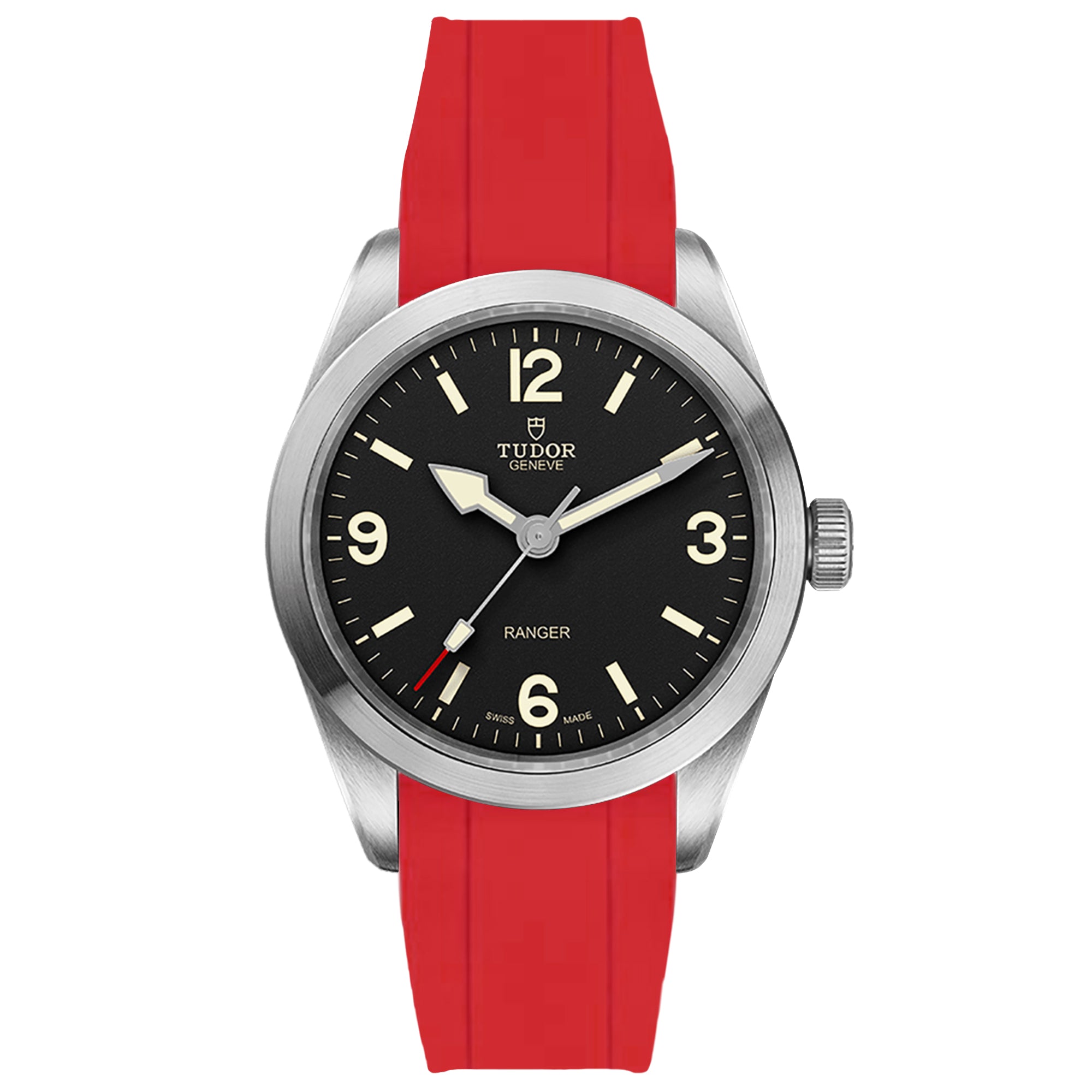 Integrated Curved End FKM Rubber Strap for Tudor Ranger - Red (2440) Pre-Order 15 Oct 2024