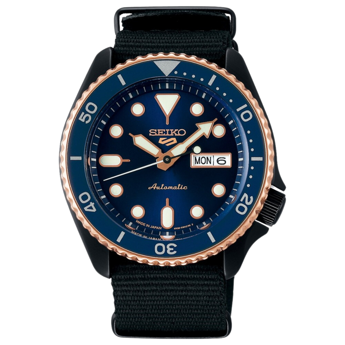 Seiko 5 Sports Automatic SBSA098 Blue Dial Made in Japan Mens Watch