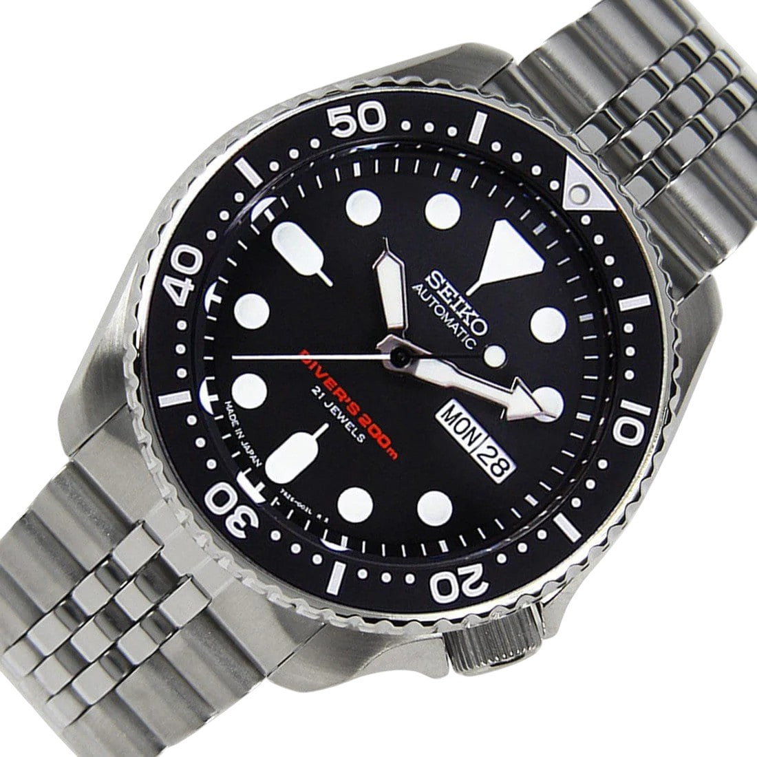 Seiko Japan SKX007J SKX007 Jubilee Black Dial Automatic Diver Watch