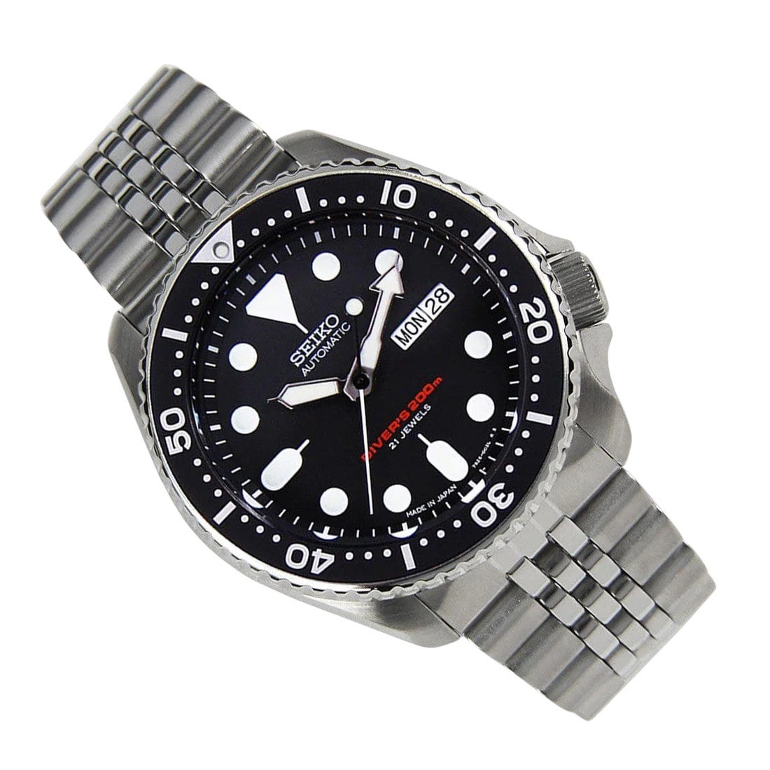 Seiko Japan SKX007J SKX007 Jubilee Black Dial Automatic Diver Watch