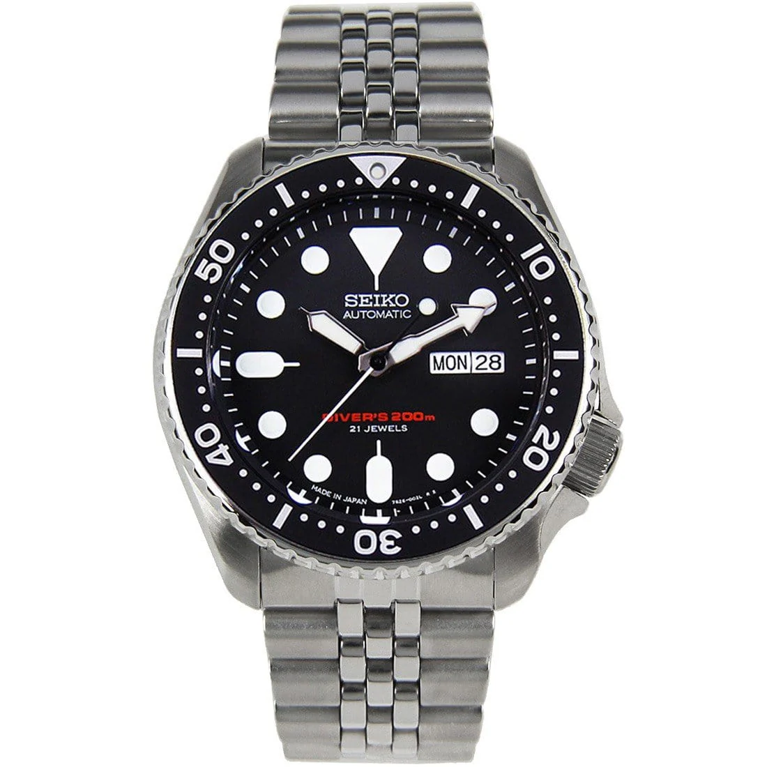 Seiko Japan SKX007J SKX007 Jubilee Black Dial Automatic Diver Watch