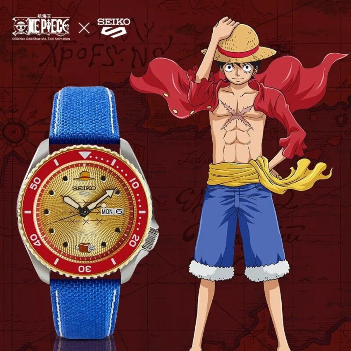 Seiko 5 Sports SRPF60K1 SRPF60 SRPF60K One-Piece LUFFY Limited Edition Mens Watch