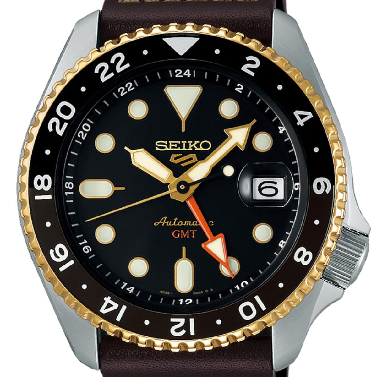 Seiko 5 Sports SSK036K1 SSK036 SSK036K SKX Series GMT Automatic Mens Leather Watch