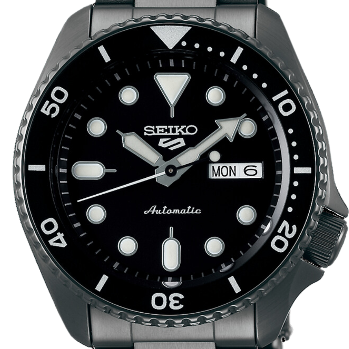 Seiko 5 Automatic SRPD65K1 SRPD65 SRPD65K Black Stainless Steel Watch