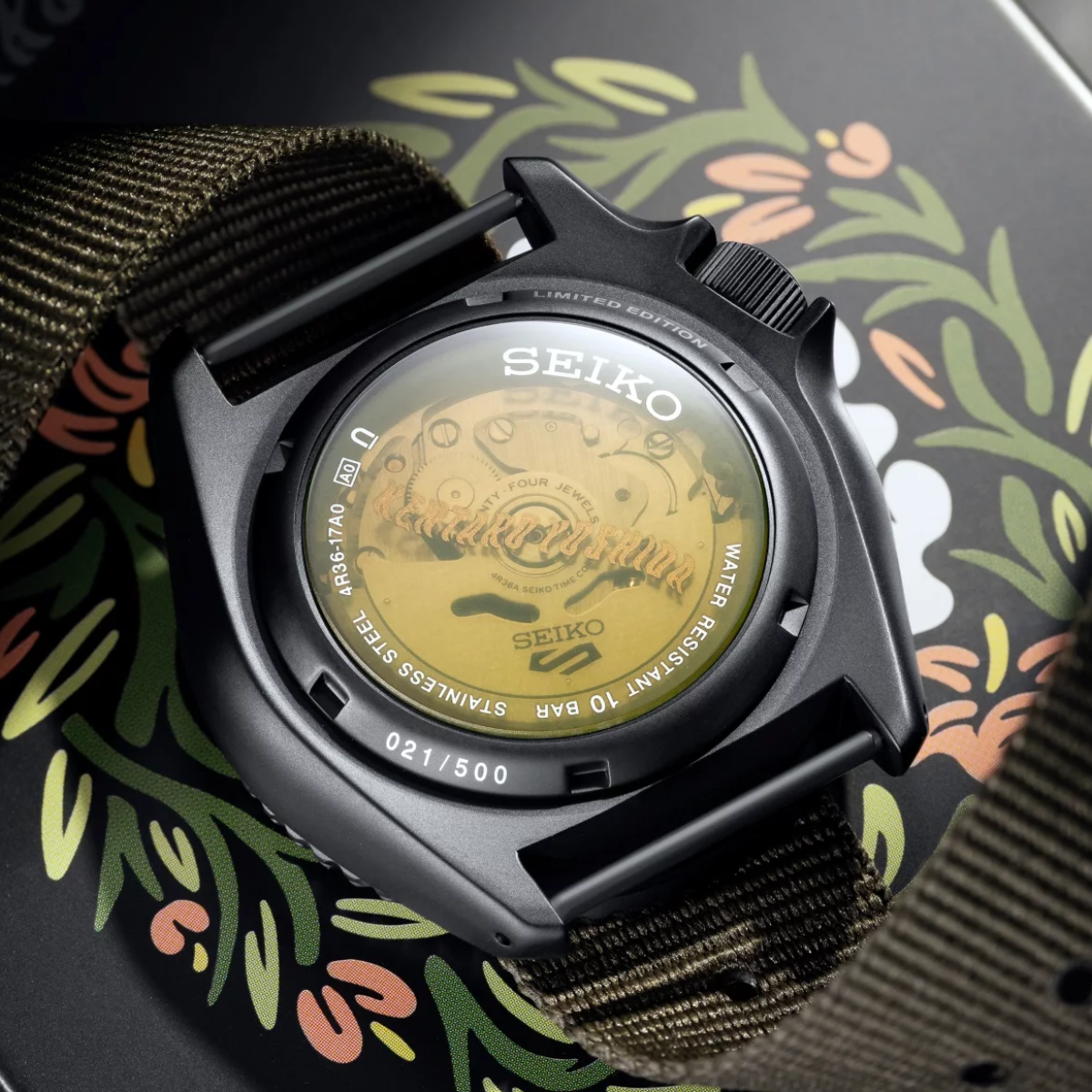 Seiko 5 Sports SRPL27K SRPL27 x Kentaro Yoshida Limited Edition "Wild Plants & Flowers" Watch