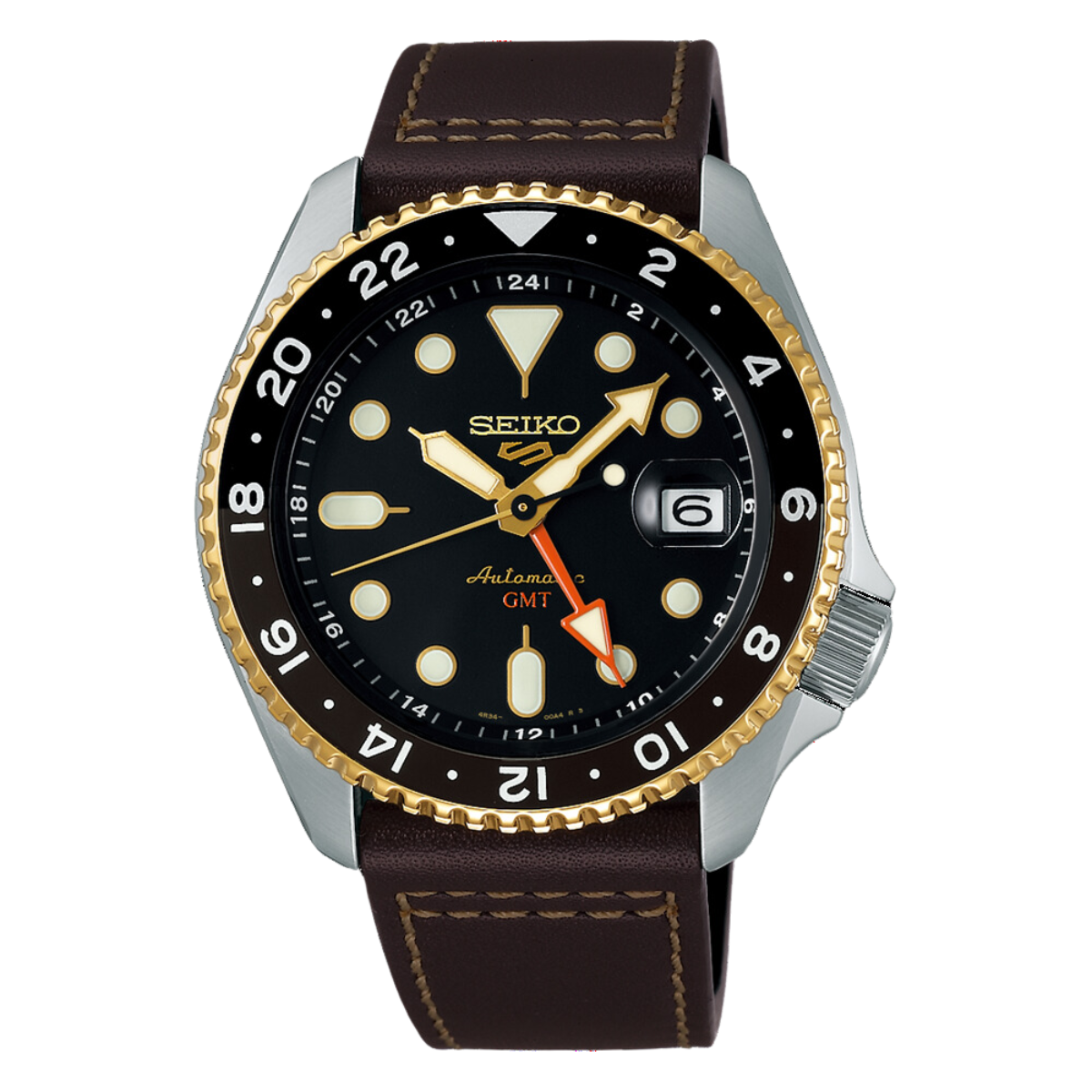 Seiko 5 Sports SSK036K1 SSK036 SSK036K SKX Series GMT Automatic Mens Leather Watch