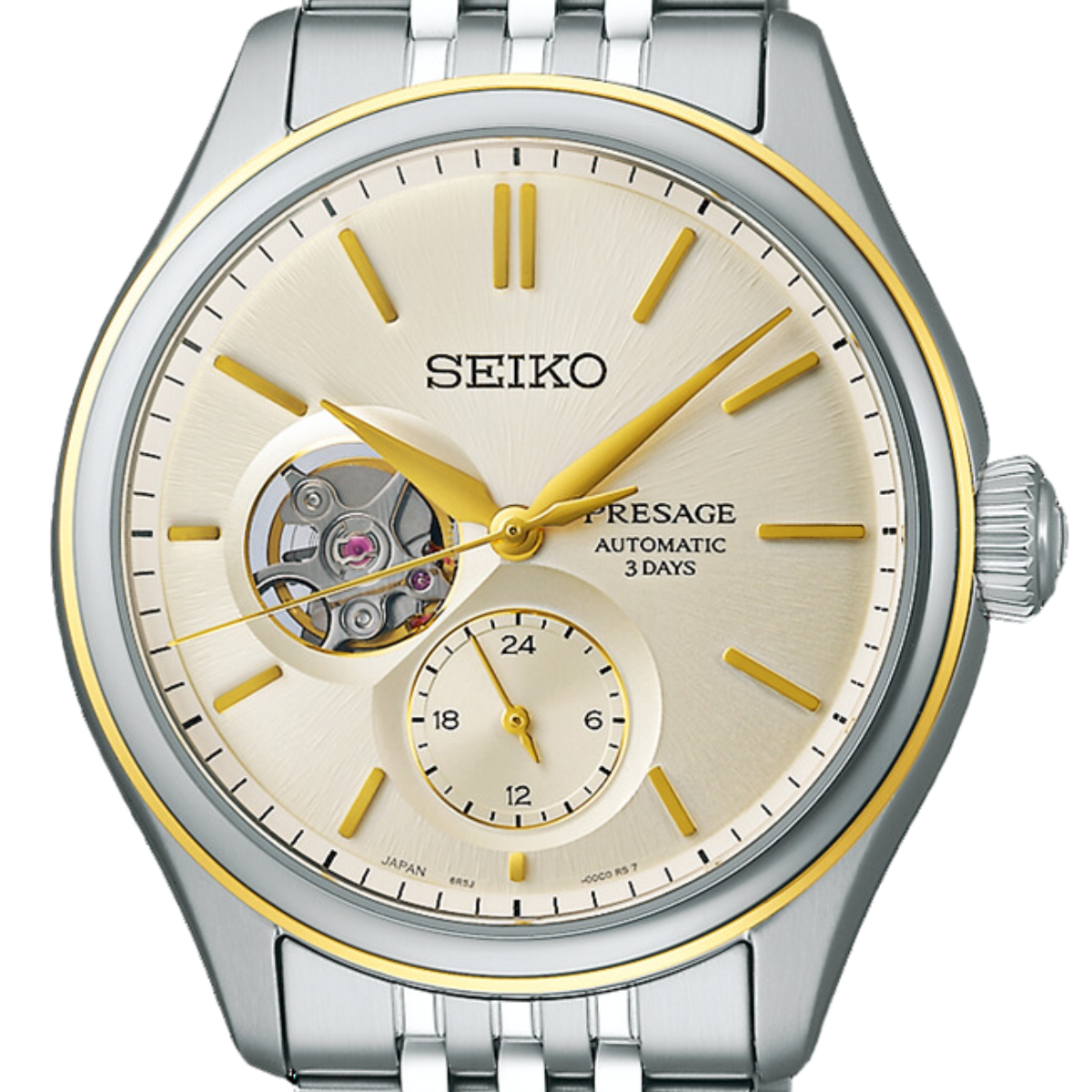 Seiko Presage SPB480J1 SPB480 SPB480J "Delicate Cream Silk" Open Heart Automatic Watch