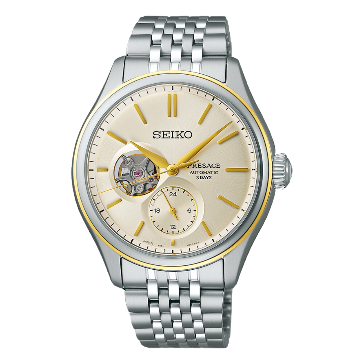 Seiko Presage SPB480J1 SPB480 SPB480J "Delicate Cream Silk" Open Heart Automatic Watch