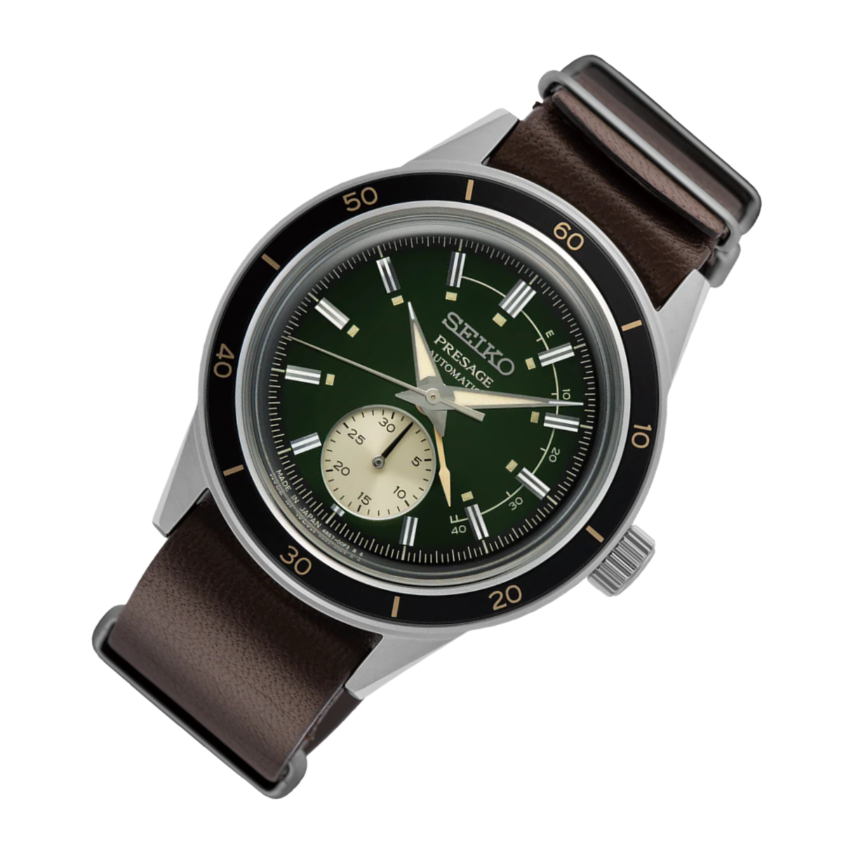 Seiko SSA451J1 SSA451 SSA451J Presage 60'S Style Automatic Green Dial Leather Mens Watch