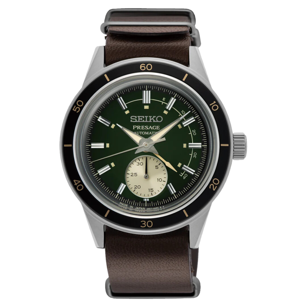 Seiko SSA451J1 SSA451 SSA451J Presage 60'S Style Automatic Green Dial Leather Mens Watch